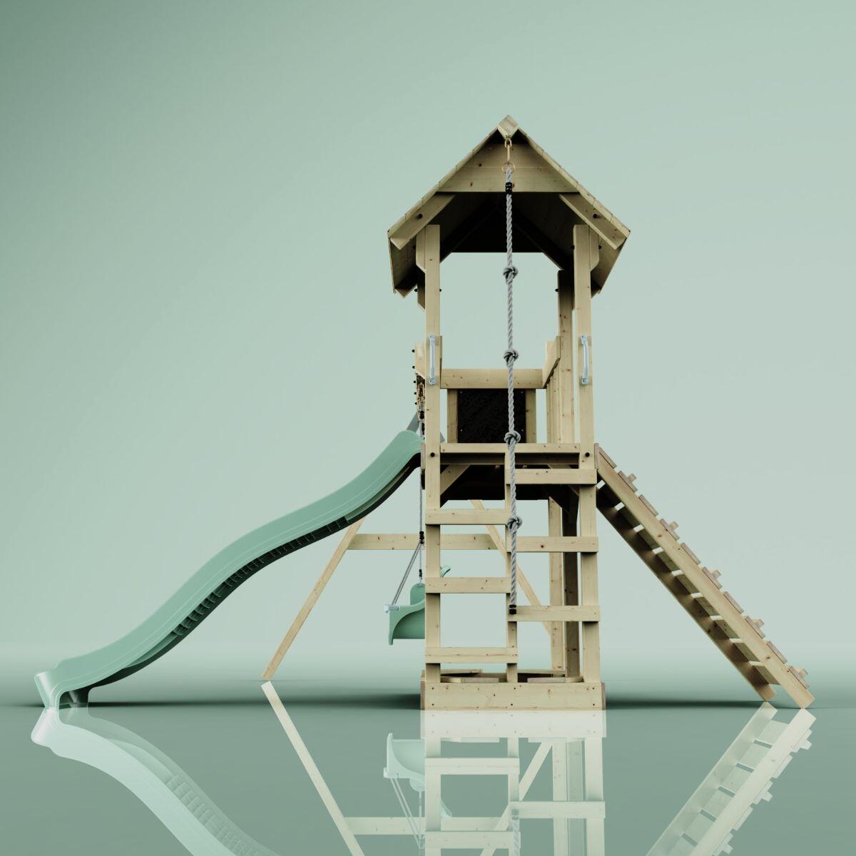 Spielturm Uppsala mit Babyschaukel in Mintgrün - 357 × 361 × 273 cm 3/6