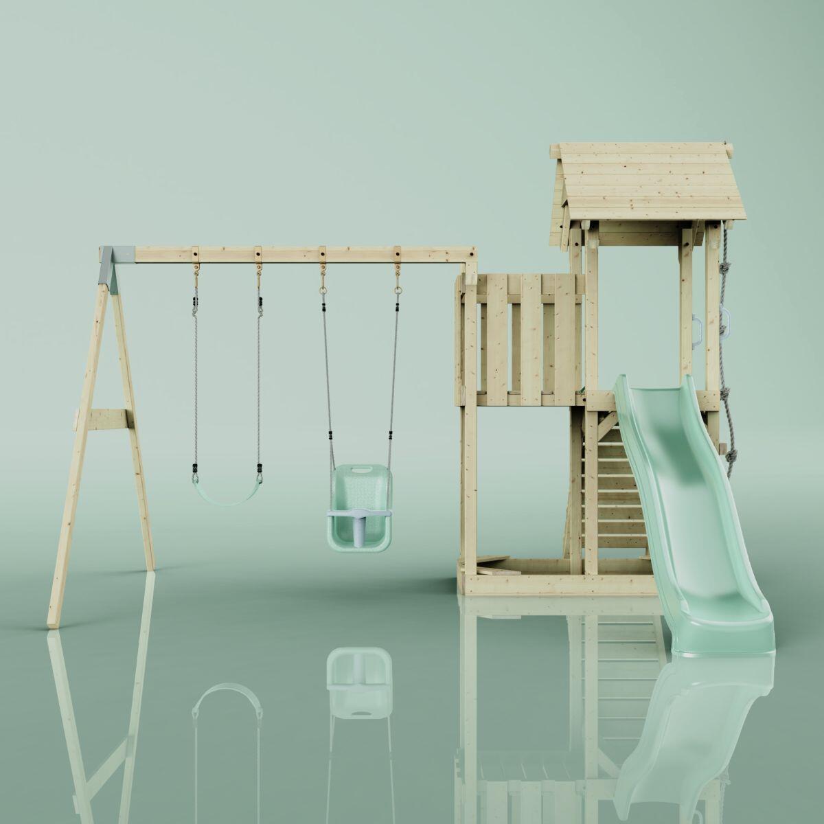 Spielturm Uppsala mit Babyschaukel in Mintgrün - 357 × 361 × 273 cm 2/6