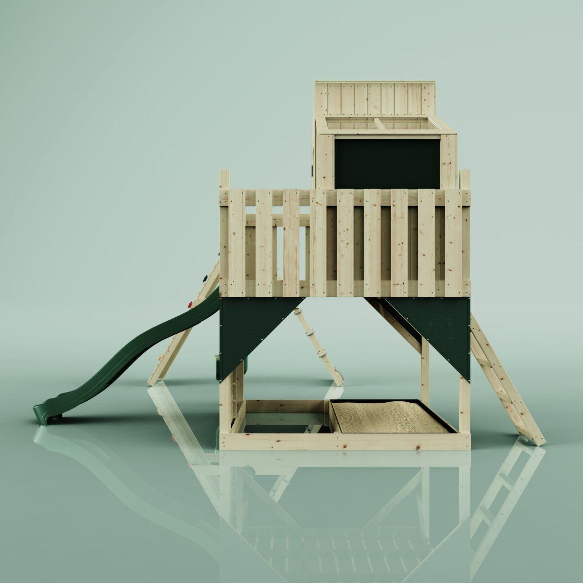 Spielturm Finn mit Babyschaukel in Dunkelgrün - 415 × 472 × 292 cm 3/5