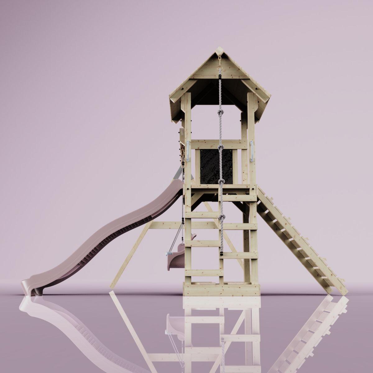 Spielturm Vimmerby mit Babyschaukel in Altrosa - 357 × 305 × 273 cm 3/6
