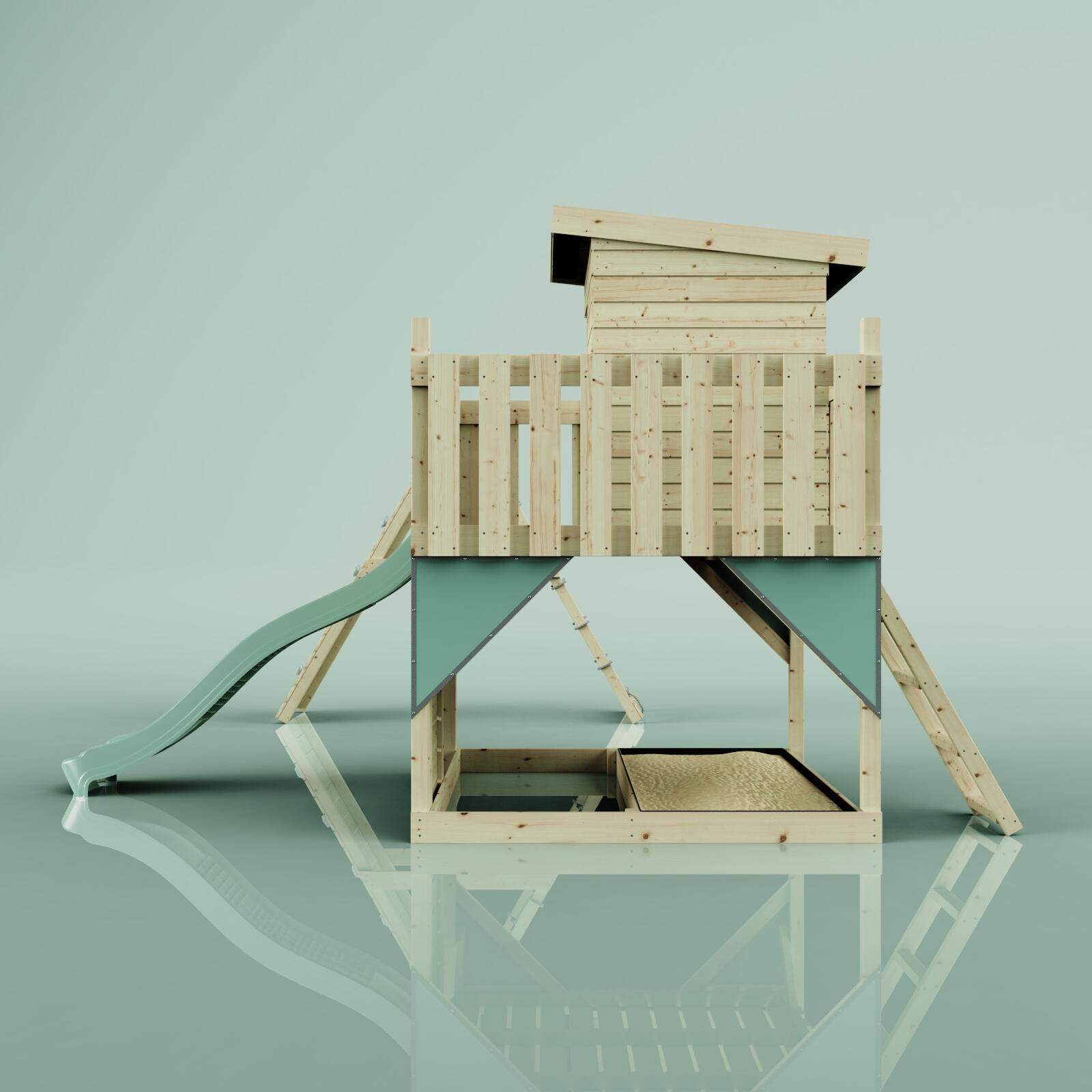 Spielturm Frida mit Kinderschaukel in Mintgrün - 414 × 468 × 261 cm 3/6