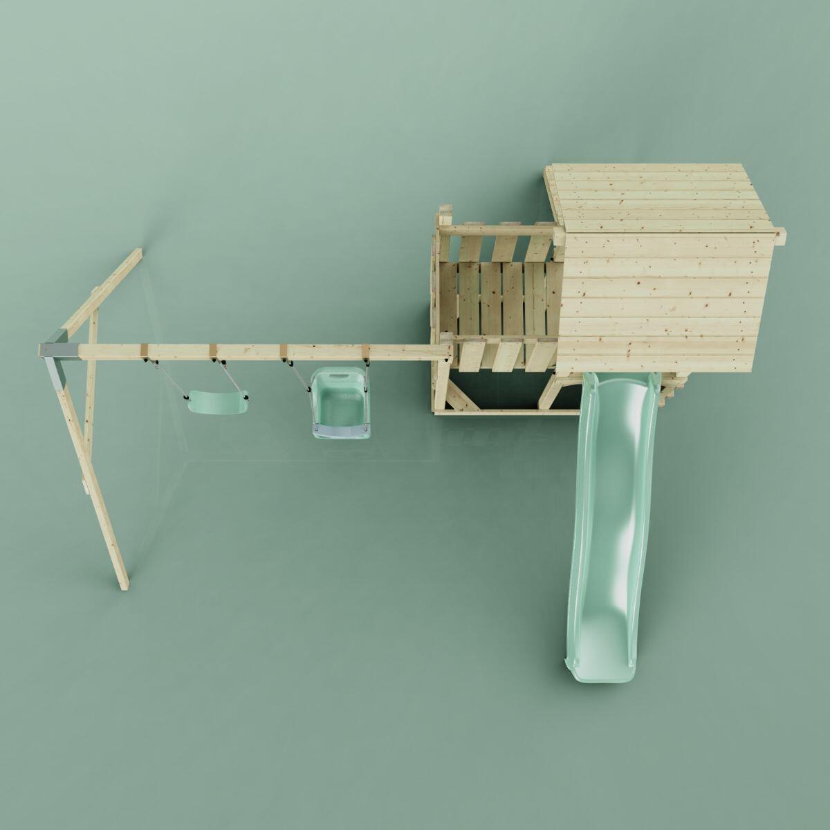Spielturm Uppsala mit Babyschaukel in Mintgrün - 357 × 361 × 273 cm 6/6