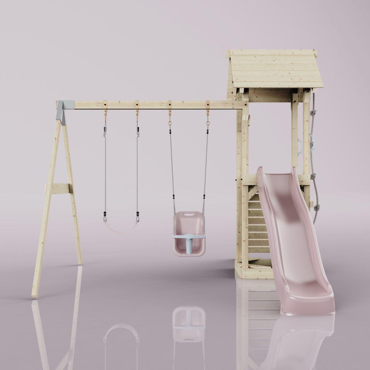 Spielturm Vimmerby mit Babyschaukel in Altrosa - 357 × 305 × 273 cm 2/6