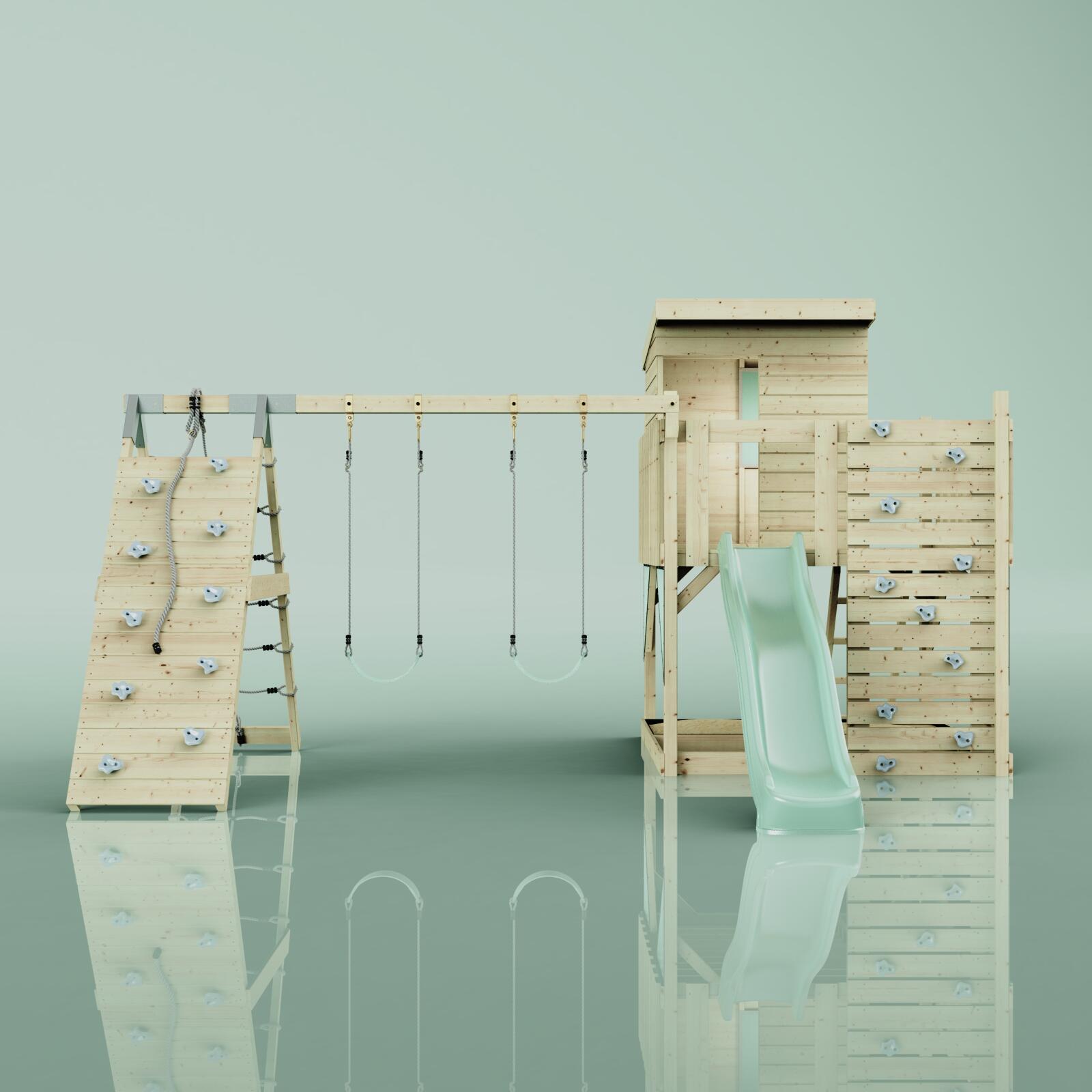 Spielturm Frida mit Kinderschaukel in Mintgrün - 414 × 468 × 261 cm 2/6