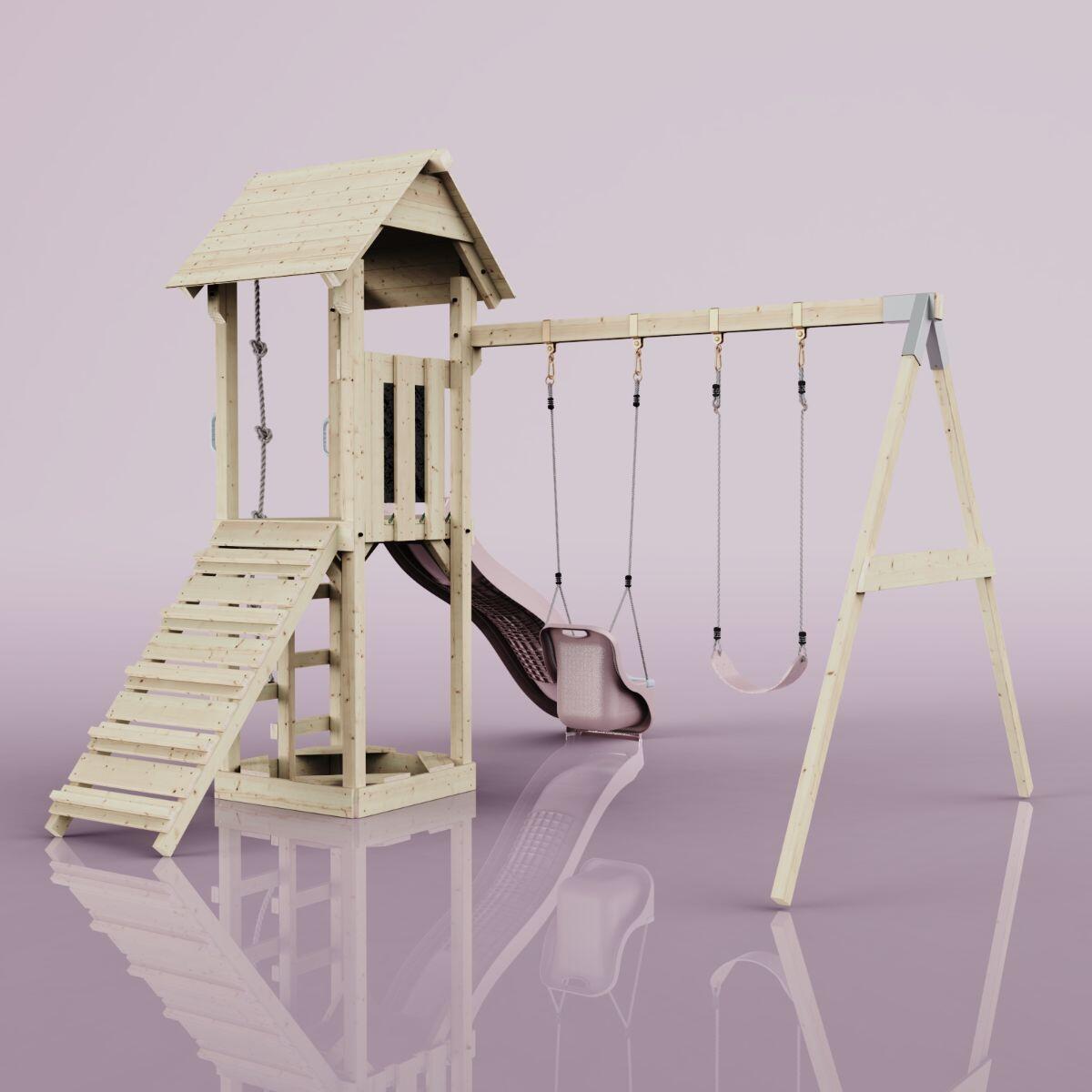 Spielturm Vimmerby mit Babyschaukel in Altrosa - 357 × 305 × 273 cm 6/6