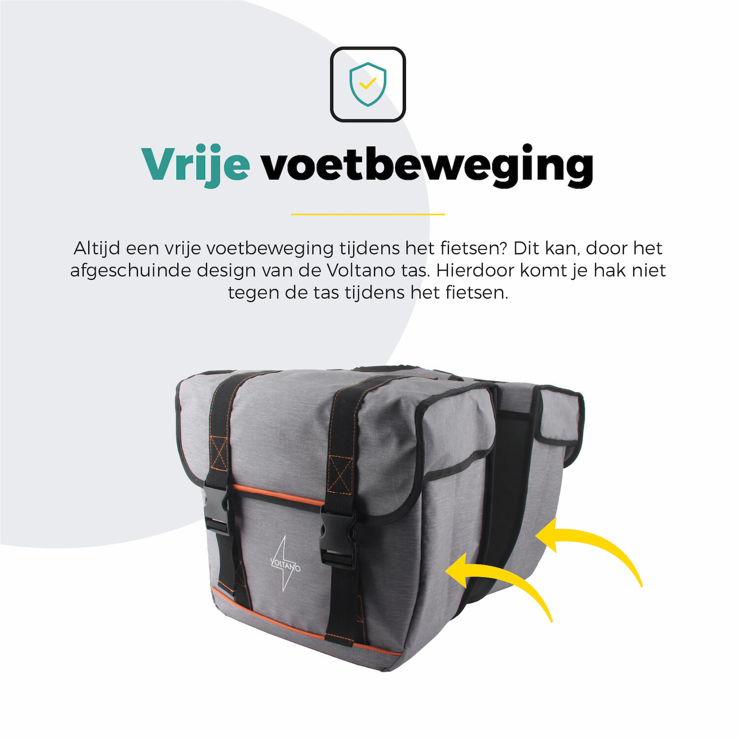 Voltano Dubbele Fietstas Premium Afgeschuind - Grijs - 44 Liter 3/7