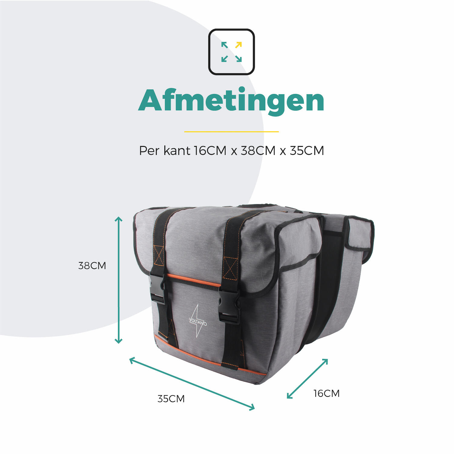 Voltano Dubbele Fietstas Premium Afgeschuind - Grijs - 44 Liter 7/7