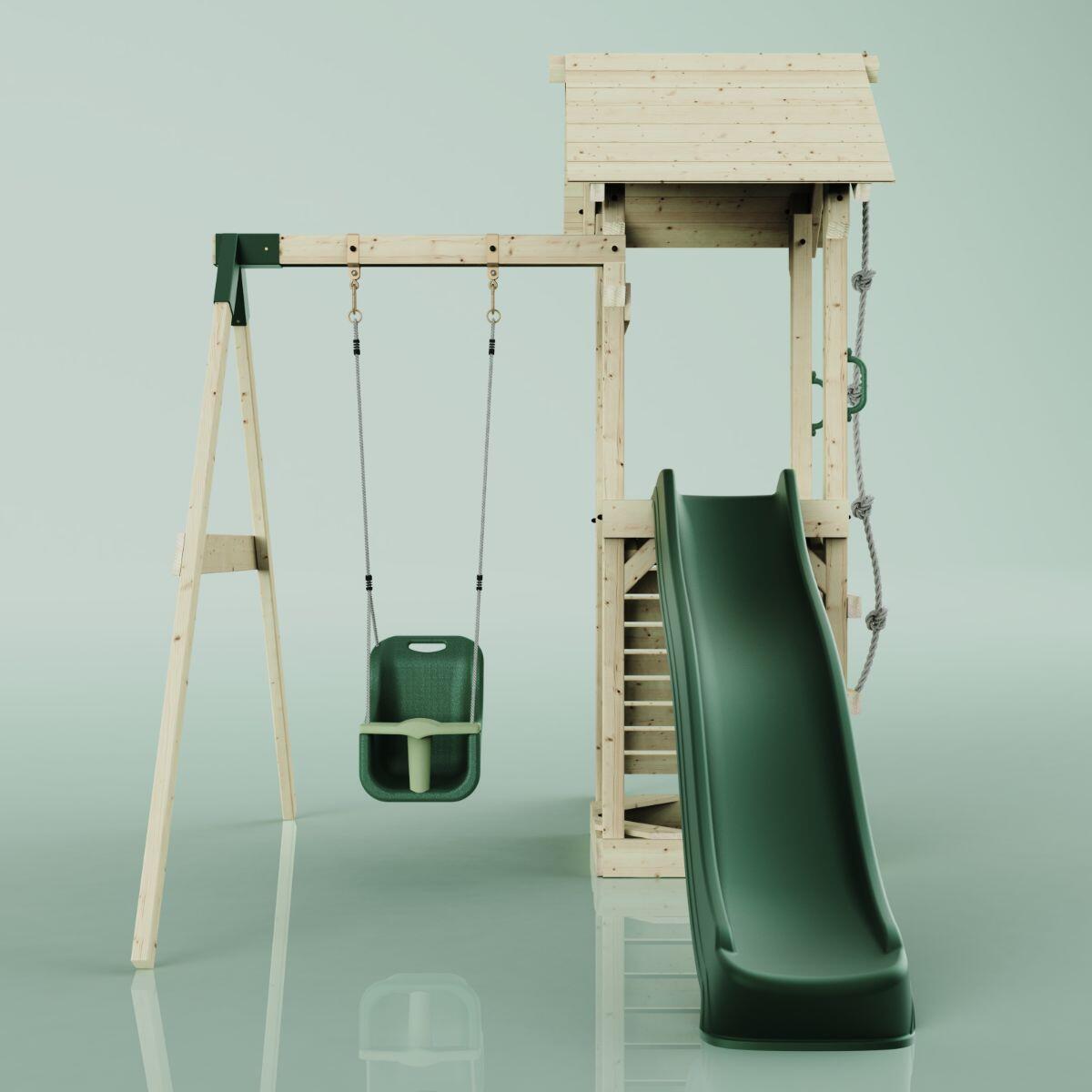 Spielturm Göteborg mit Babyschaukel in Dunkelgrün - 357 × 202 × 273 cm 2/6