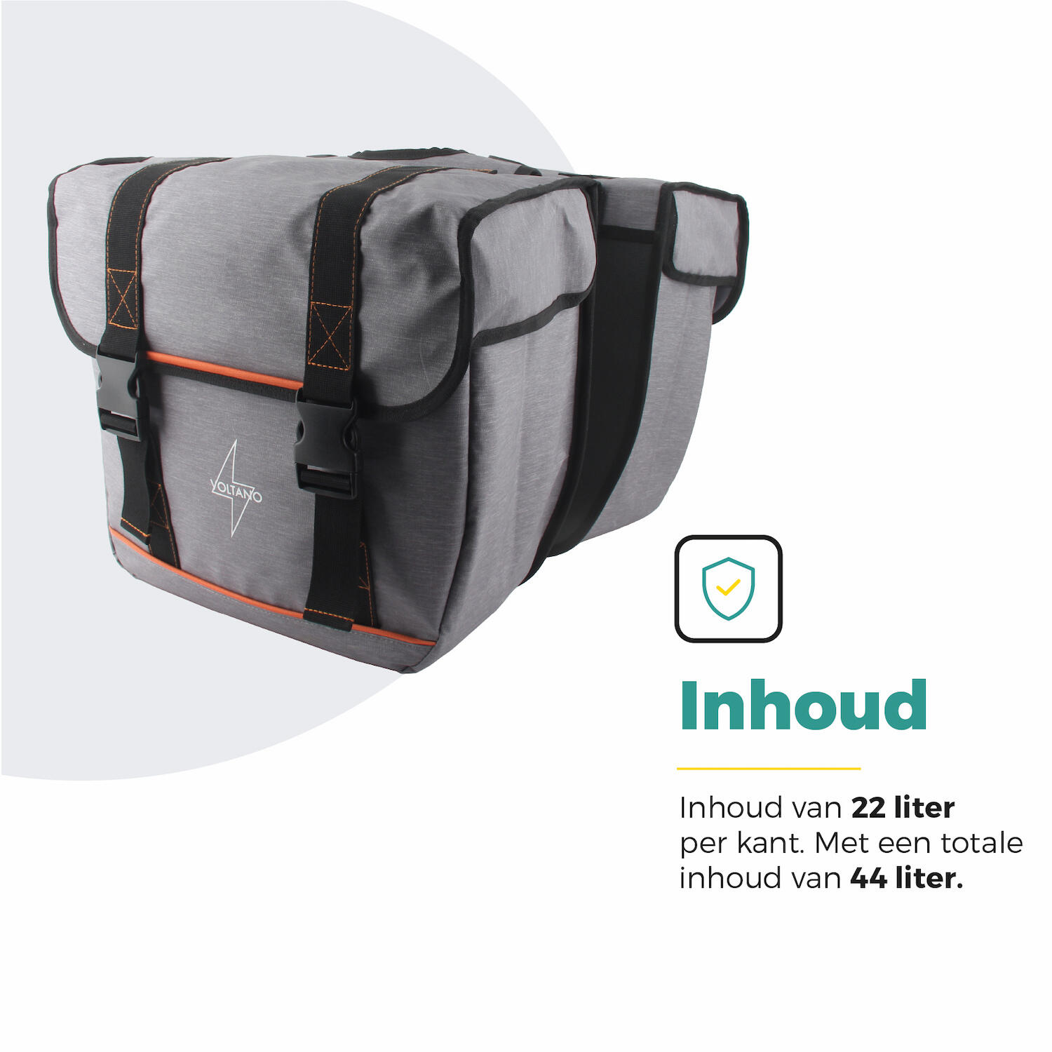 Voltano Dubbele Fietstas Premium Afgeschuind - Grijs - 44 Liter 6/7