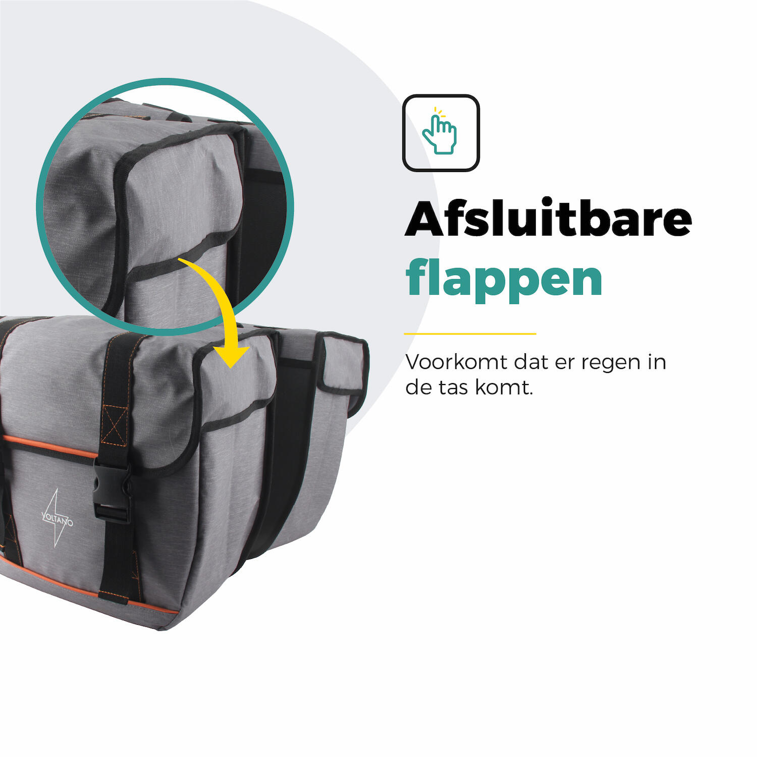 Voltano Dubbele Fietstas Premium Afgeschuind - Grijs - 44 Liter 5/7