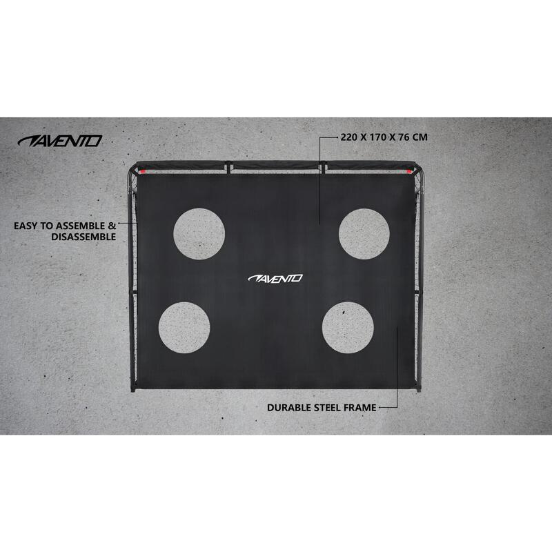 Poartă fotbal din oțel Avento Target 220 x 170 x 76 cm, negru