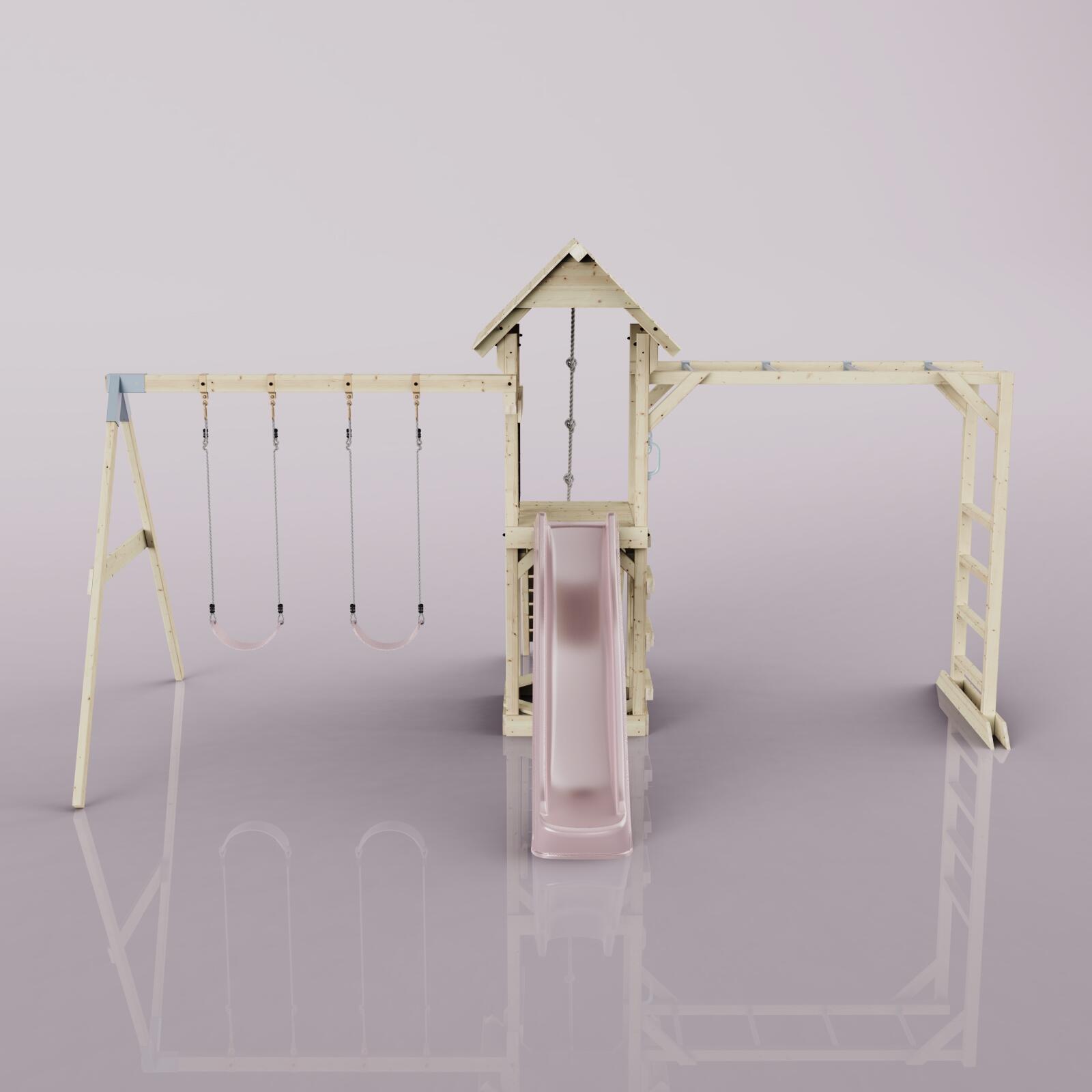 Spielturm Örebro mit Kinderschaukel in Altrosa - 358 × 491 × 275 cm 2/6