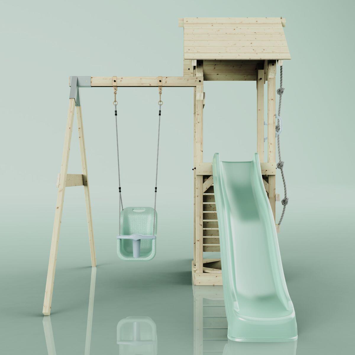 Spielturm Göteborg mit Babyschaukel in Mintgrün - 357 × 202 × 273 cm 2/6