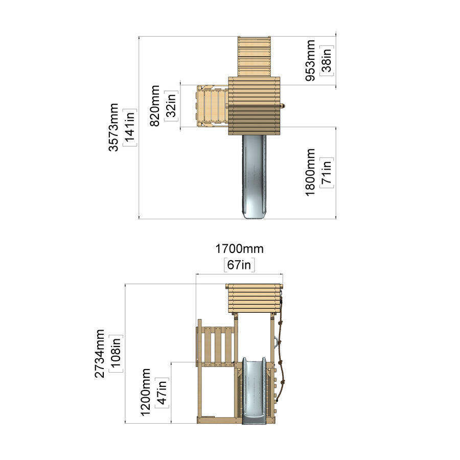 Spielturm Tromso in Mintgrün - 357 × 170 × 273 cm 5/6
