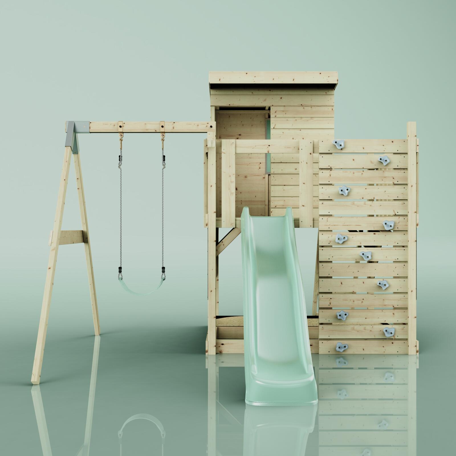 Spielturm Alma mit Kinderschaukel in Mintgrün - 415 × 306 × 260 cm 2/6