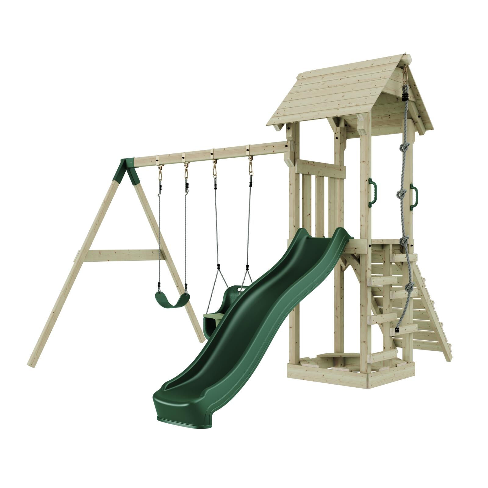 Spielturm Vimmerby mit Babyschaukel in Dunkelgrün - 357 × 305 × 273 cm 3/5