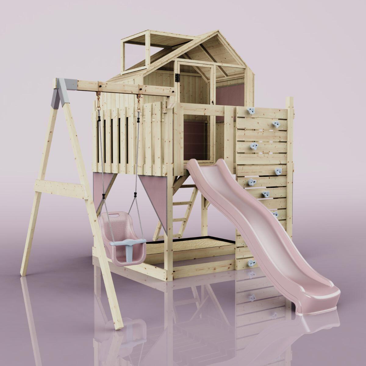 Spielturm Madita mit Babyschaukel in Altrosa - 414 × 308 × 291 cm 6/6