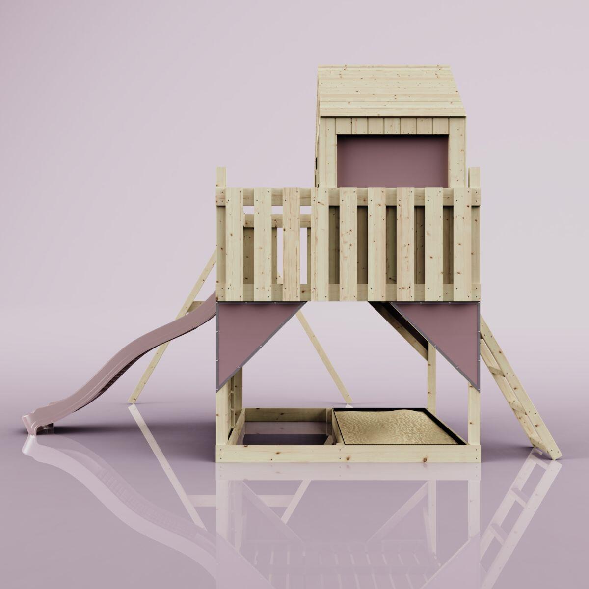 Spielturm Madita mit Kinderschaukel in Altrosa - 414 × 308 × 291 cm 3/6