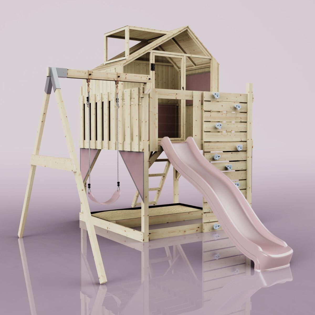 Spielturm Madita mit Kinderschaukel in Altrosa - 414 × 308 × 291 cm 6/6