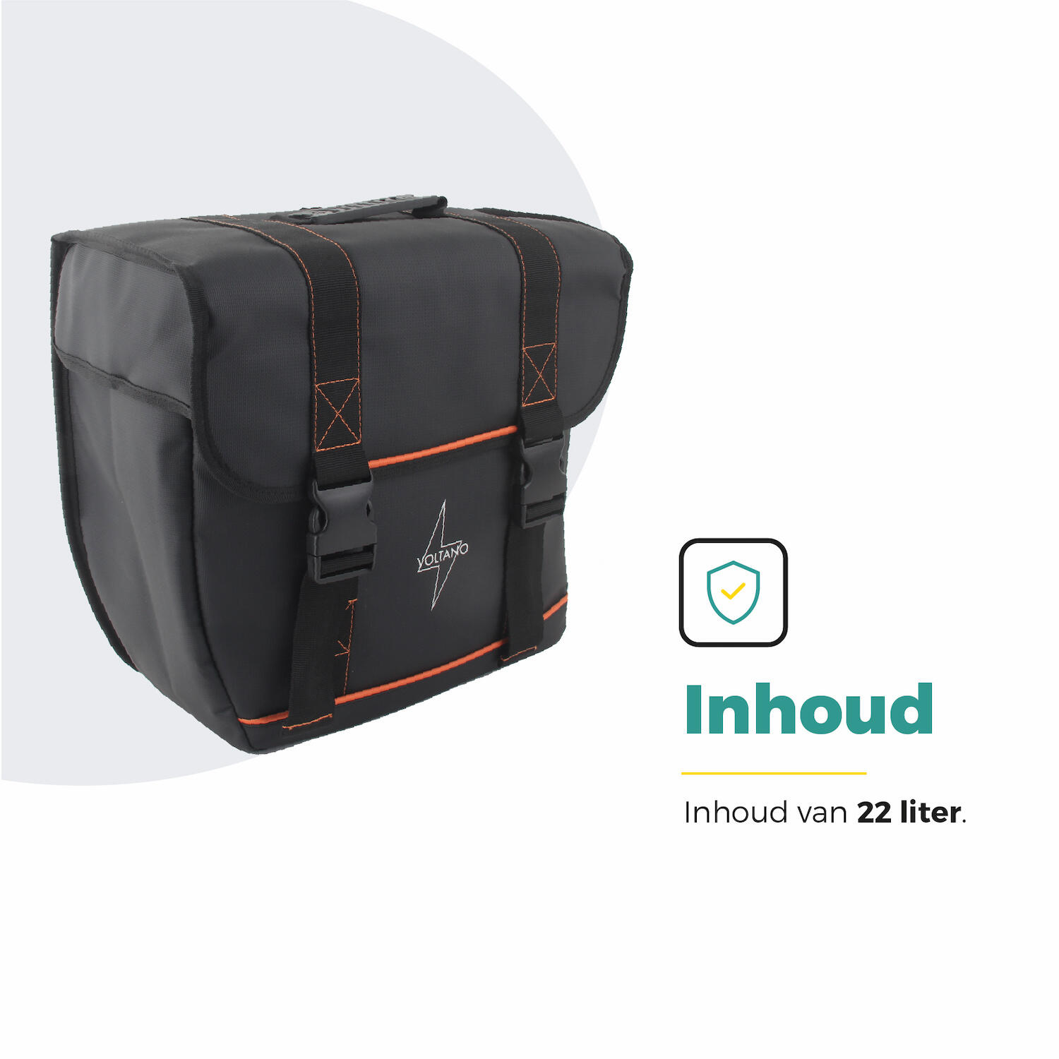 Voltano Enkele Fietstas Afgeschuind Links - Zwart - 22 Liter 6/7