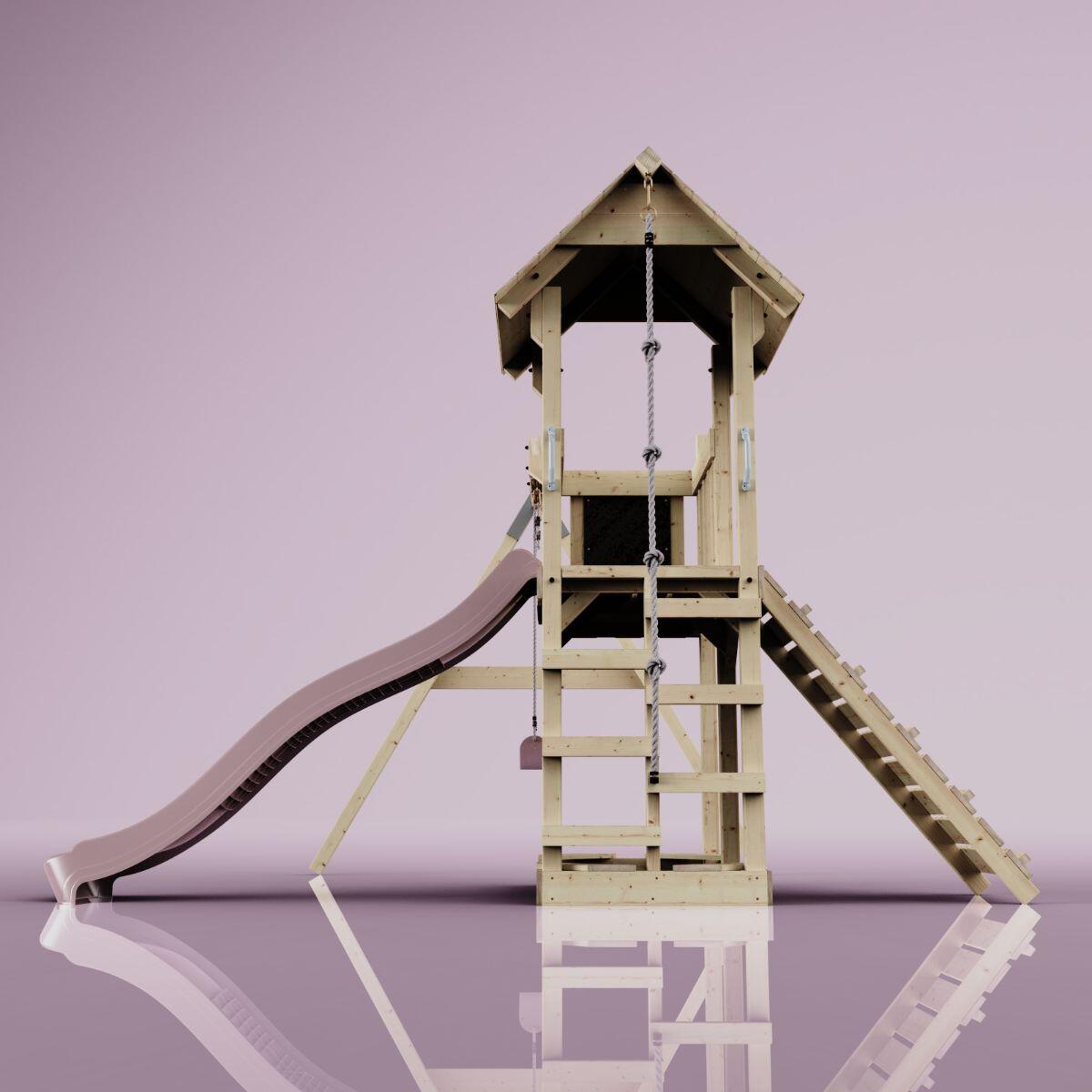 Spielturm Bergen mit Kinderschaukel in Altrosa - 357 × 271 × 273 cm 3/6