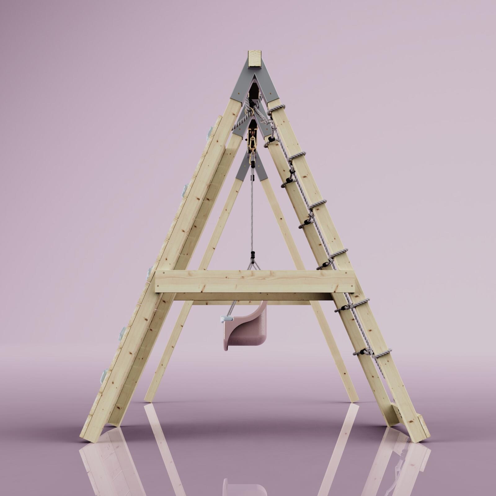 Klettergerüst Schneehase in Altrosa - 182 × 236 × 212 cm 3/6