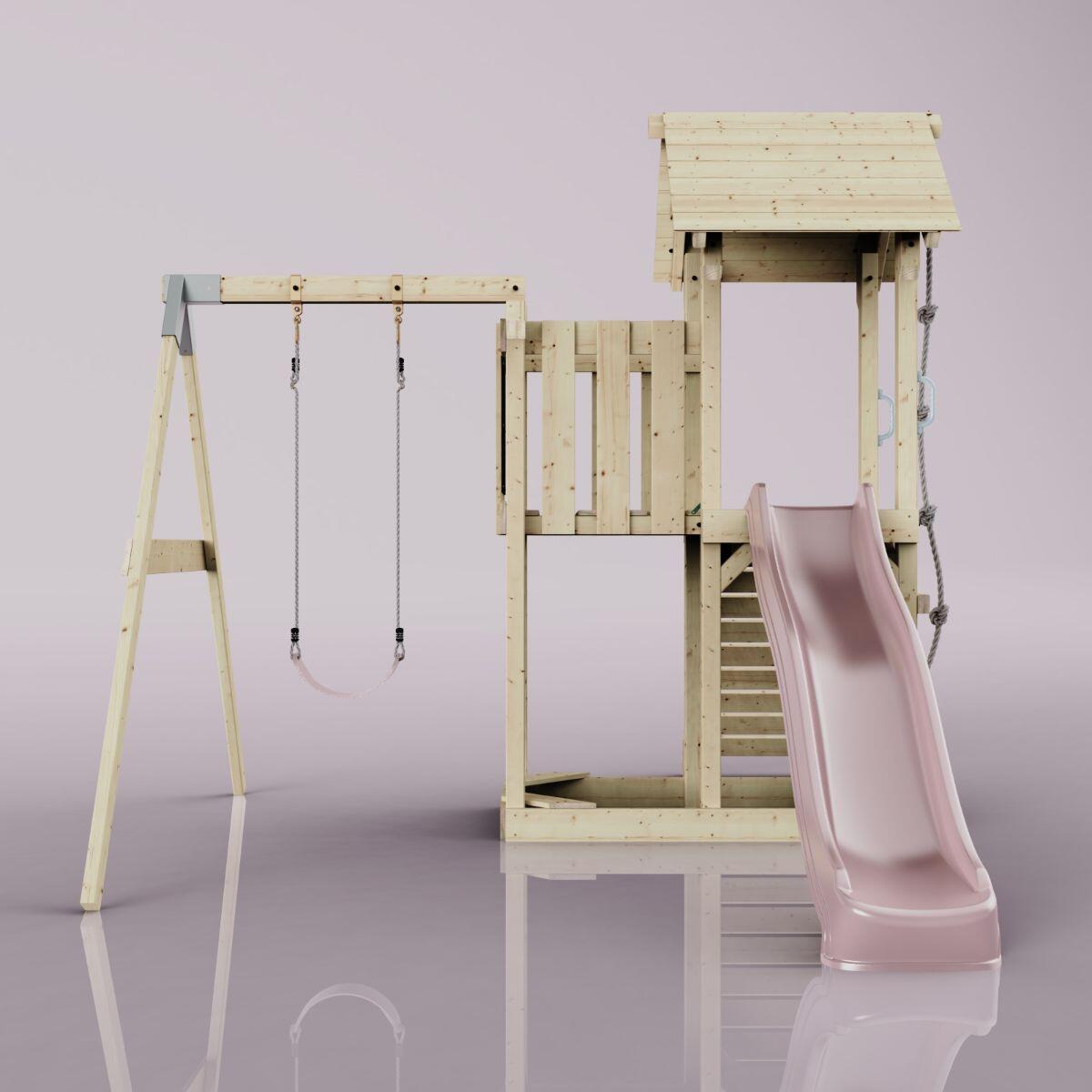 Spielturm Bergen mit Kinderschaukel in Altrosa - 357 × 271 × 273 cm 2/6