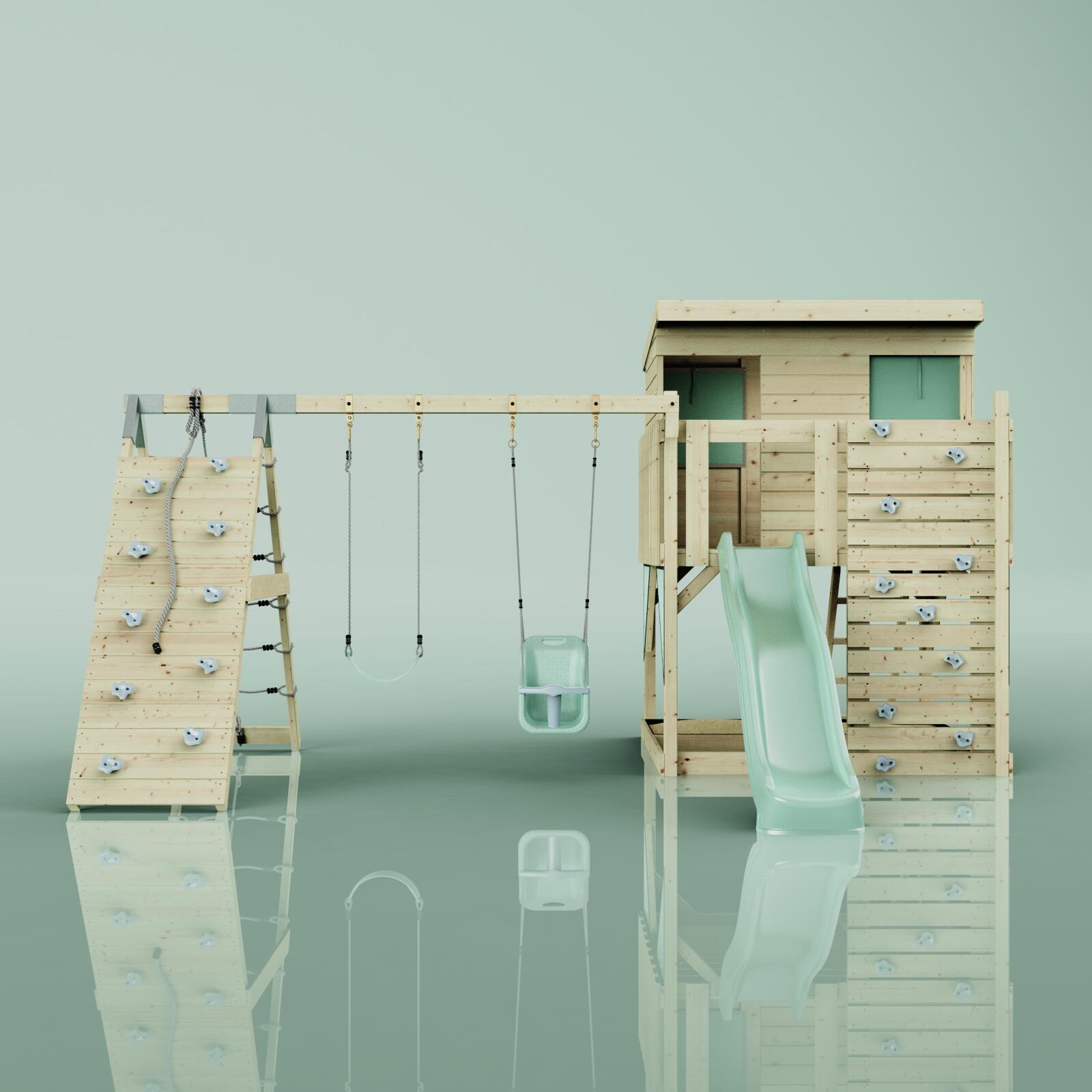 Spielturm Aksel mit Babyschaukel in Mintgrün - 415 × 469 × 261 cm 2/6