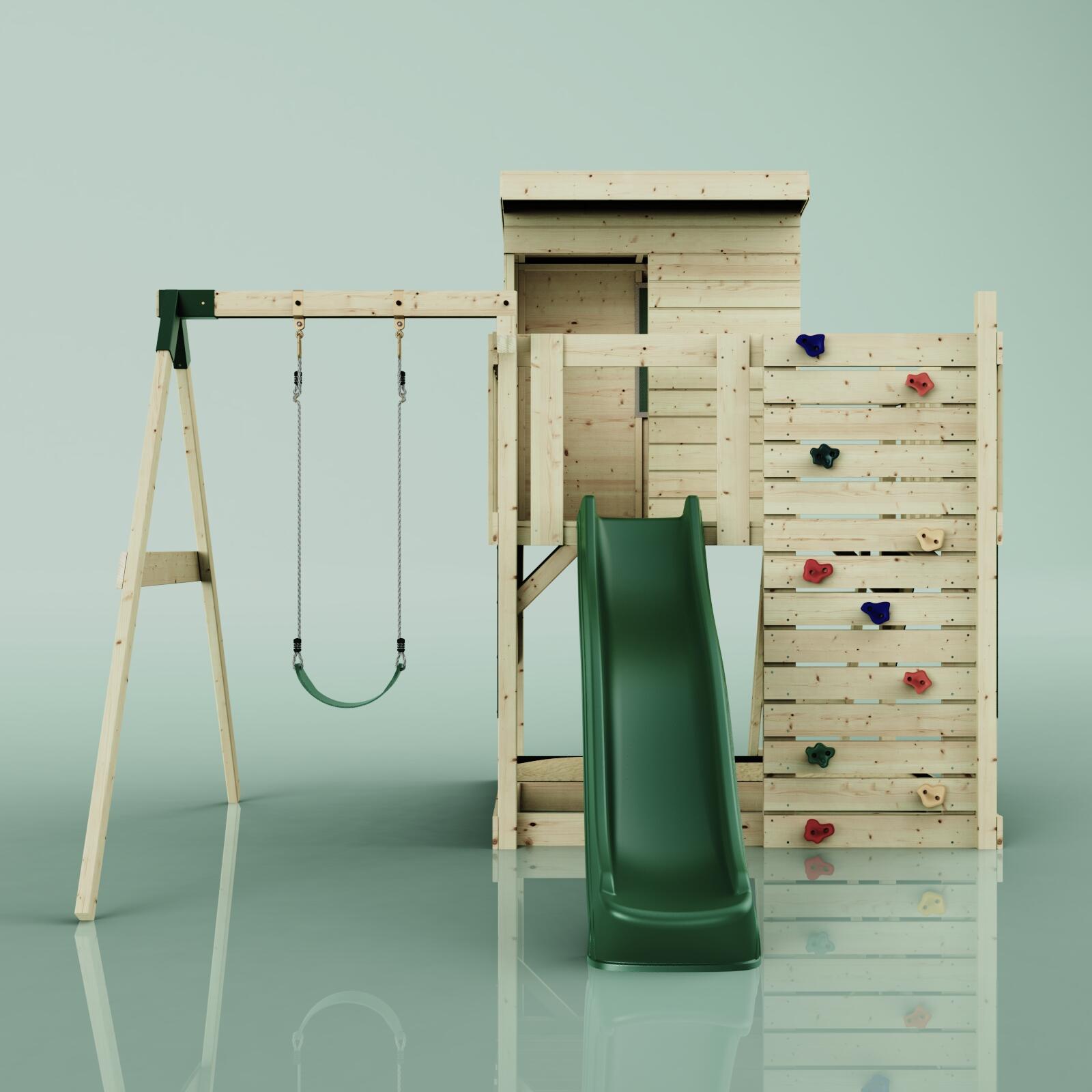 Spielturm Alma mit Kinderschaukel in Dunkelgrün - 415 × 306 × 260 cm 2/6