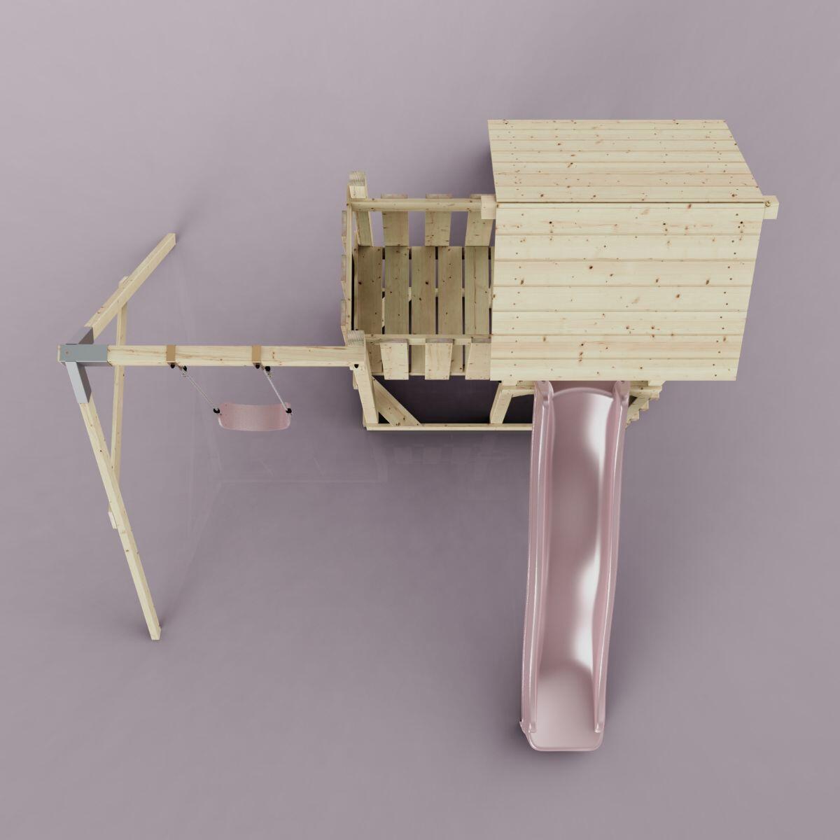 Spielturm Bergen mit Kinderschaukel in Altrosa - 357 × 271 × 273 cm 6/6