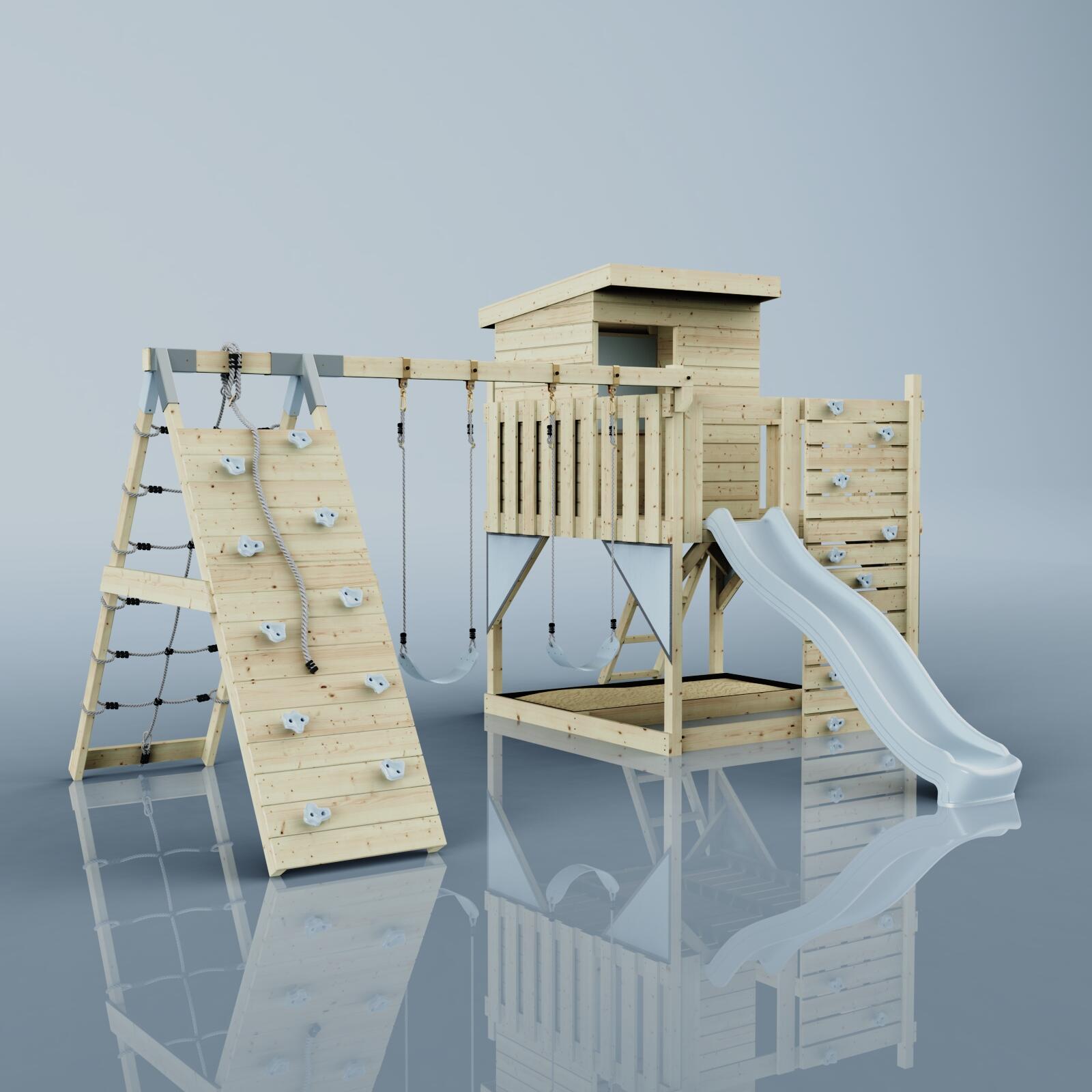 Spielturm Frida mit Kinderschaukel in Eisblau - 414 × 468 × 261 cm 6/6