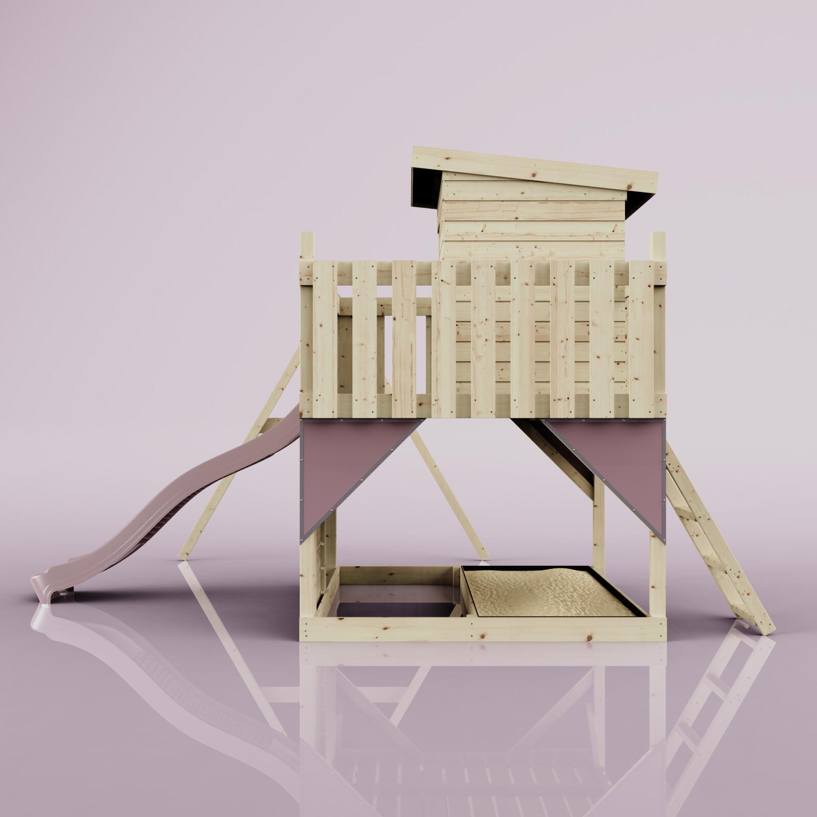 Spielturm Alma mit Kinderschaukel in Altrosa - 415 × 306 × 260 cm 3/6