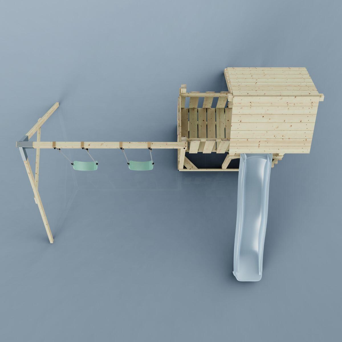 Spielturm Uppsala mit Kinderschaukel in Eisblau - 357 × 361 × 273 cm 6/6