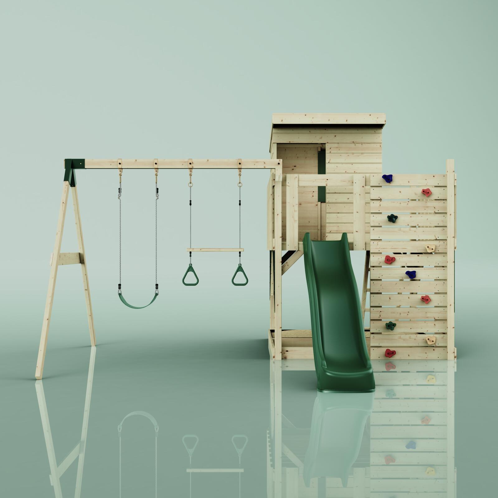 Spielturm Björn mit Trapezstange in Dunkelgrün - 415 × 396 × 261 cm 2/6