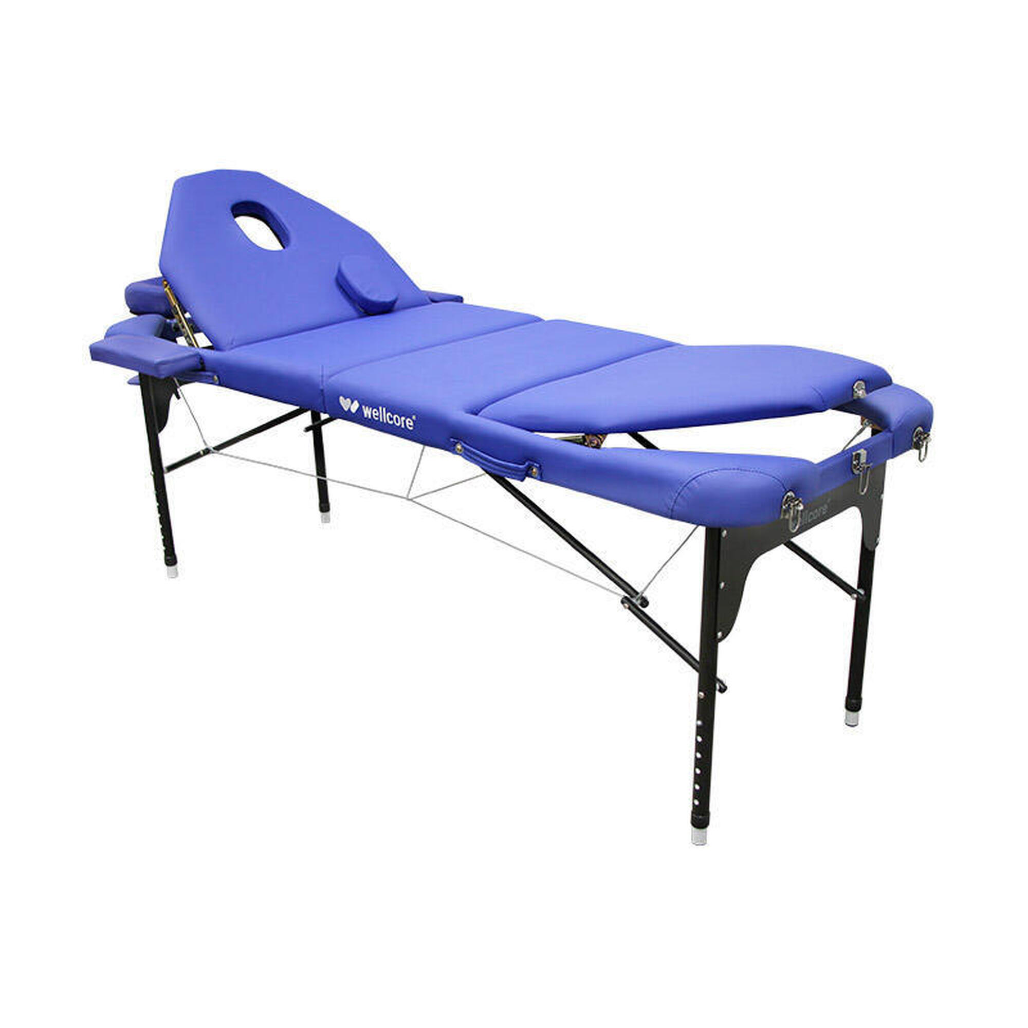 Wellcore - Wellcore Brancard Pliable En Aluminium 185 X 65 Cm Avec Dossier Double - Table De Massage - Bleu - No Size - Decathlon