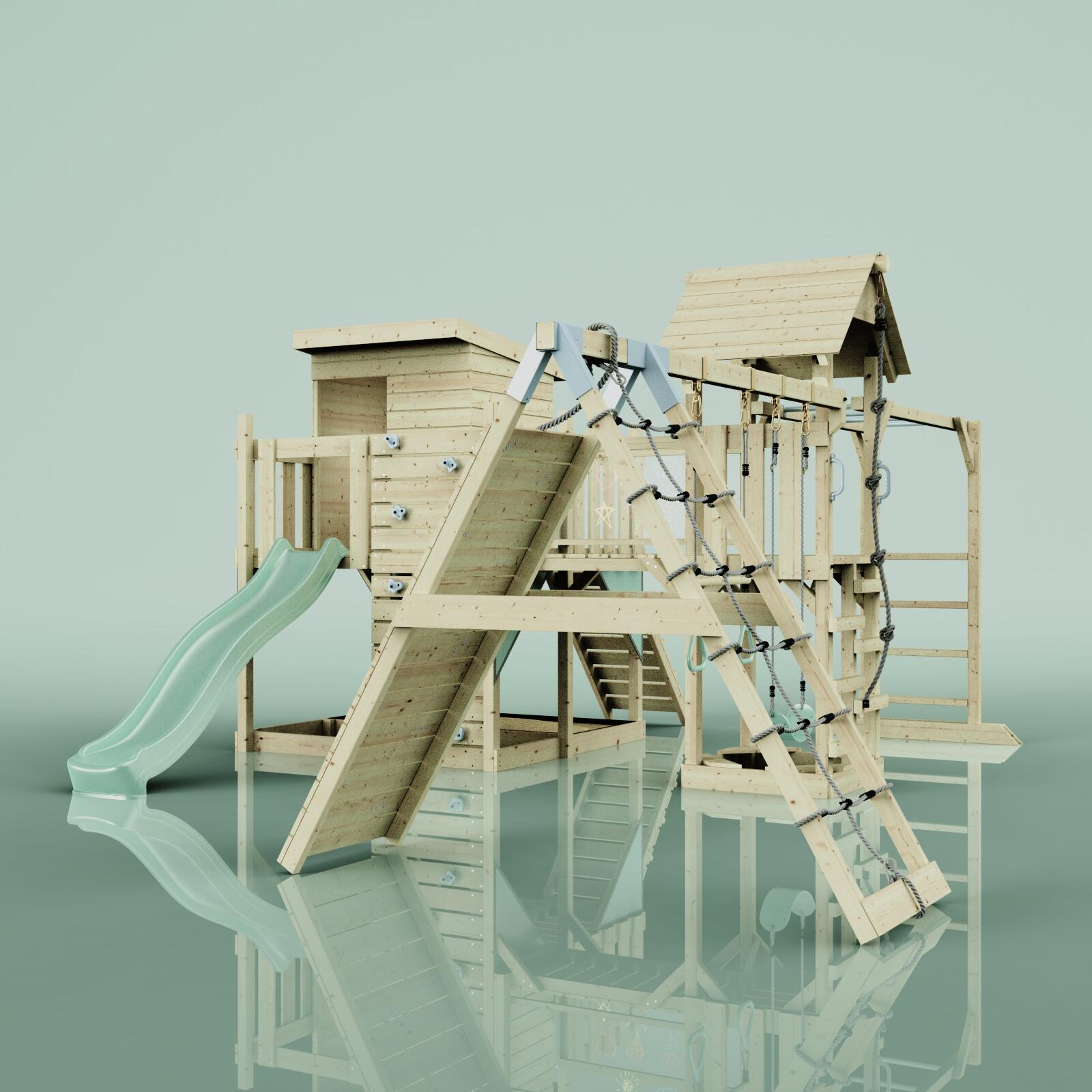 Spielturm Lars mit Trapezstange in Mintgrün - 503 × 562 × 274 cm 5/5