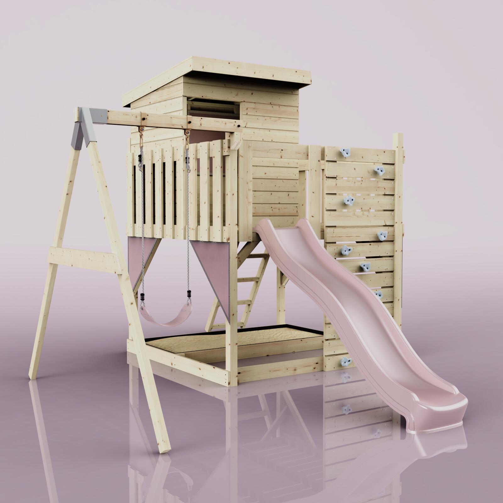 Spielturm Alma mit Kinderschaukel in Altrosa - 415 × 306 × 260 cm 6/6