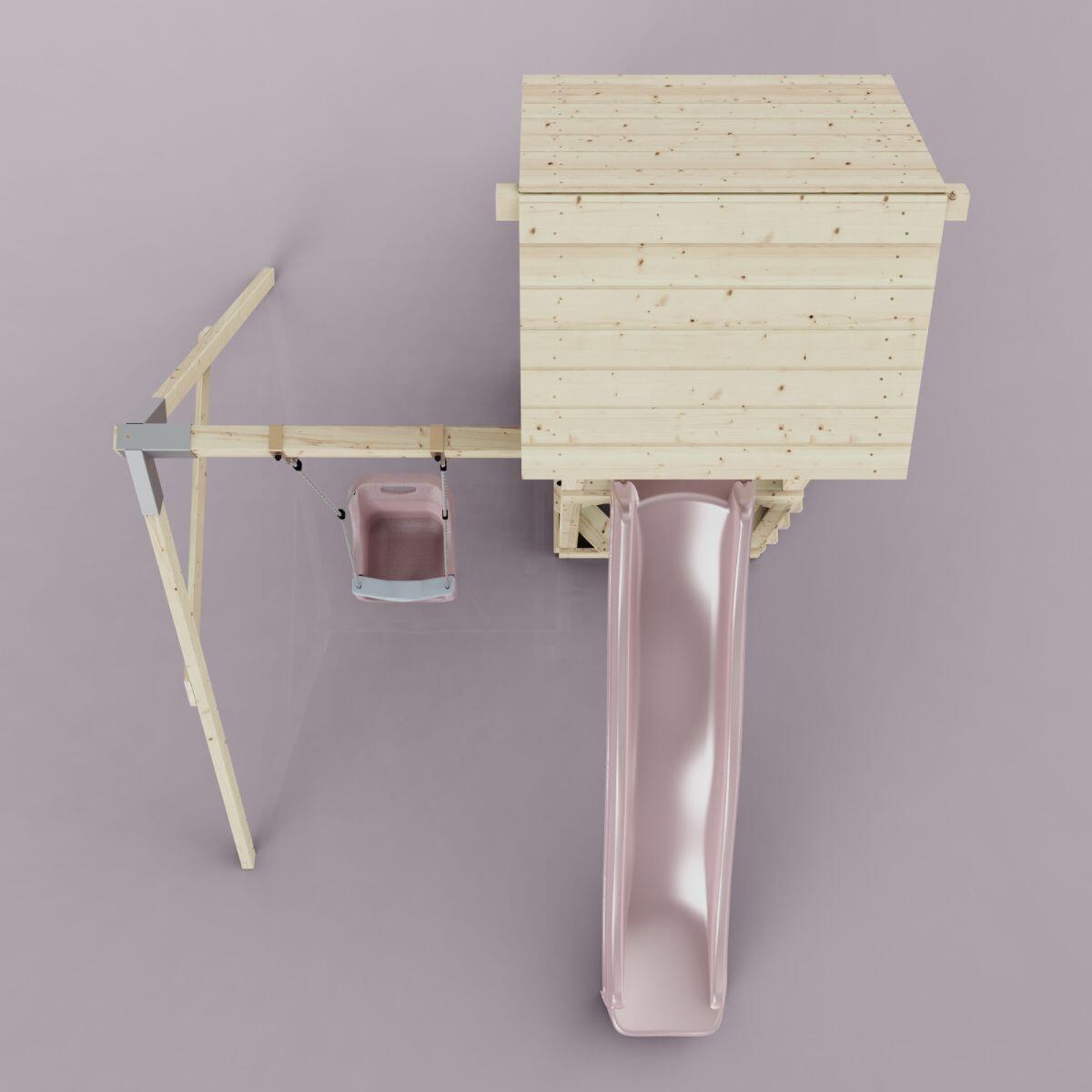 Spielturm Göteborg mit Babyschaukel in Altrosa - 357 × 202 × 273 cm 6/6