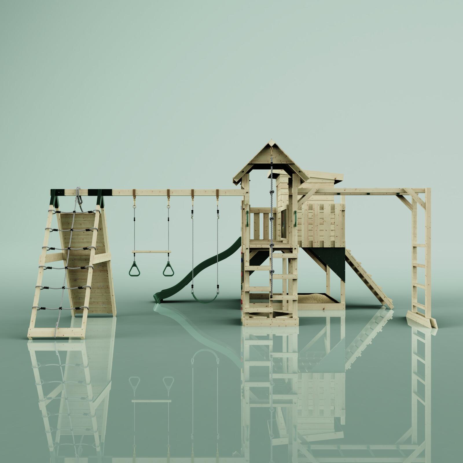Spielturm Lars mit Trapezstange in Dunkelgrün - 503 × 562 × 274 cm 2/5