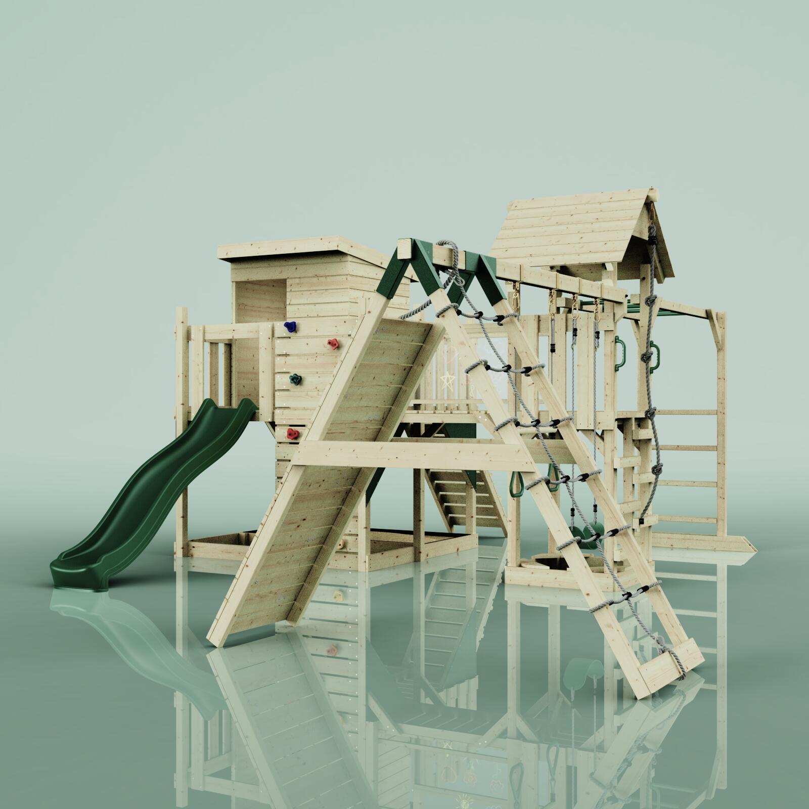 Spielturm Lars mit Trapezstange in Dunkelgrün - 503 × 562 × 274 cm 5/5