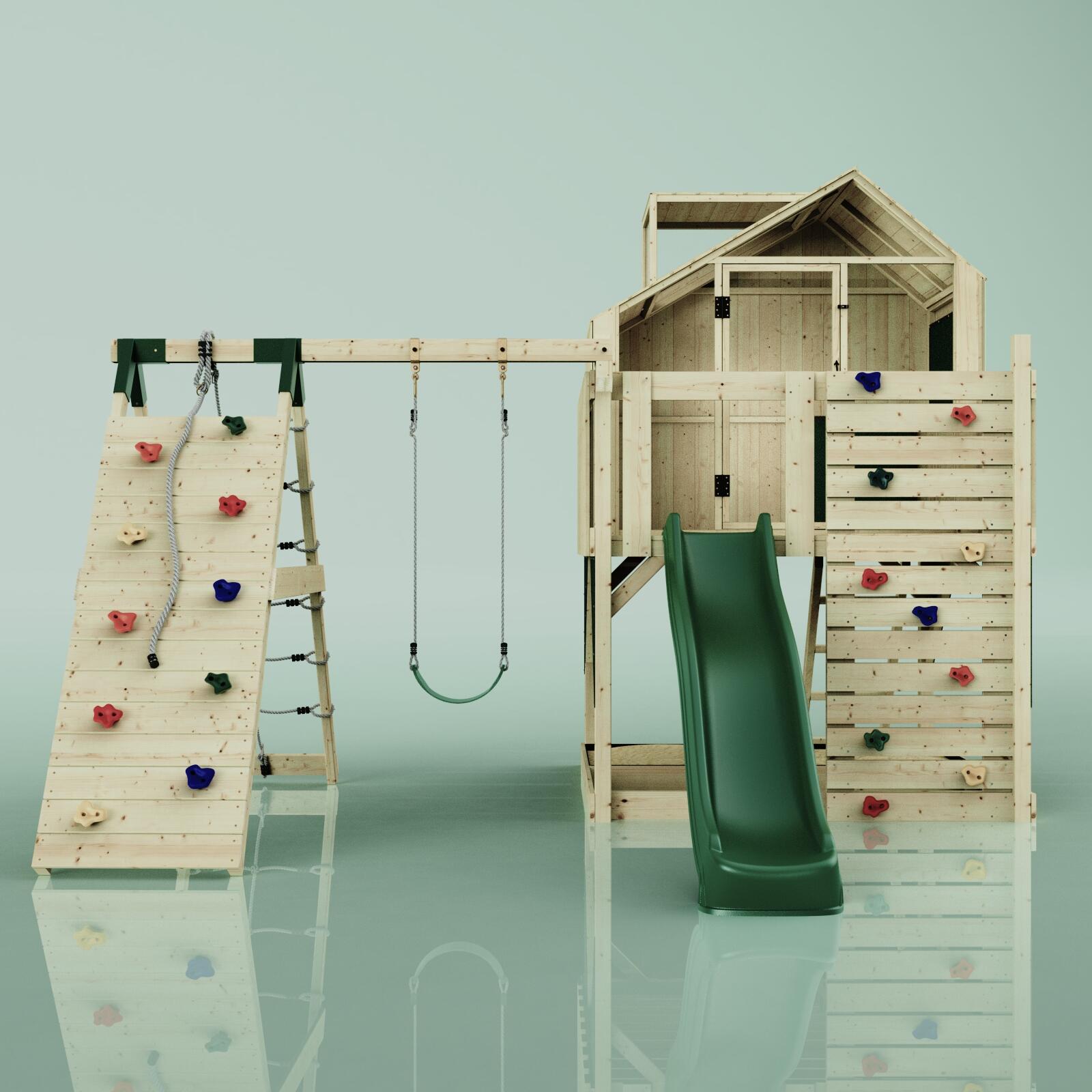 Spielturm Anika mit Kinderschaukel in Dunkelgrün - 415 × 399 × 291 cm 2/5
