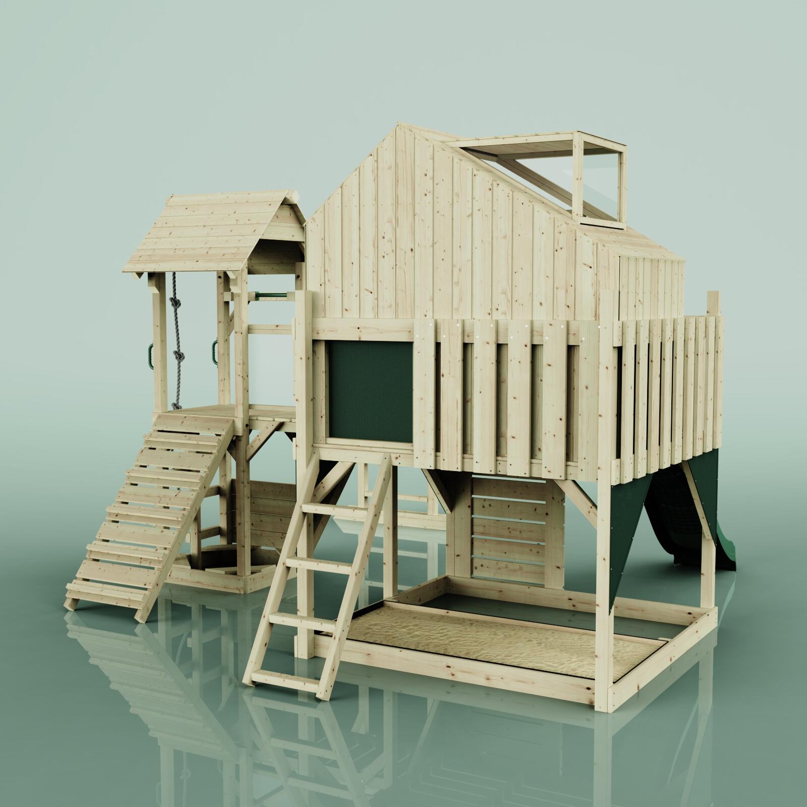 Spielturm Luna in Dunkelgrün - 406 × 444 × 291 cm 3/5