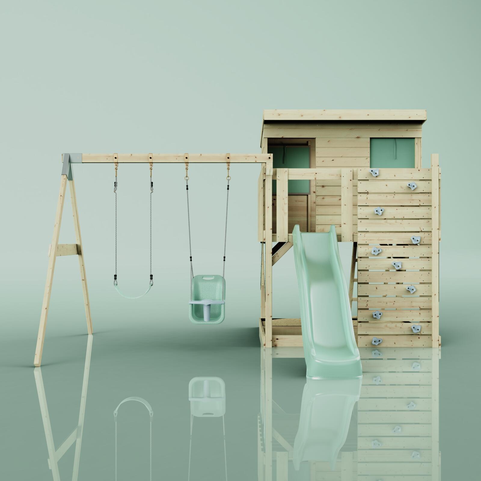 Spielturm Nils mit Babyschaukel in Mintgrün - 415 × 396 × 260 cm 2/6