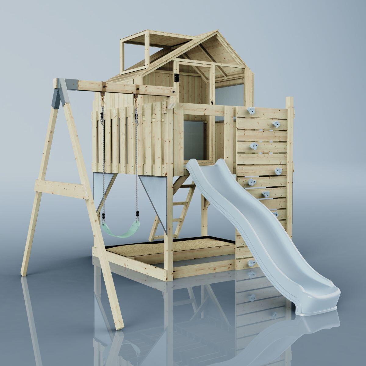 Spielturm Madita mit Kinderschaukel in Eisblau - 414 × 308 × 291 cm 6/6