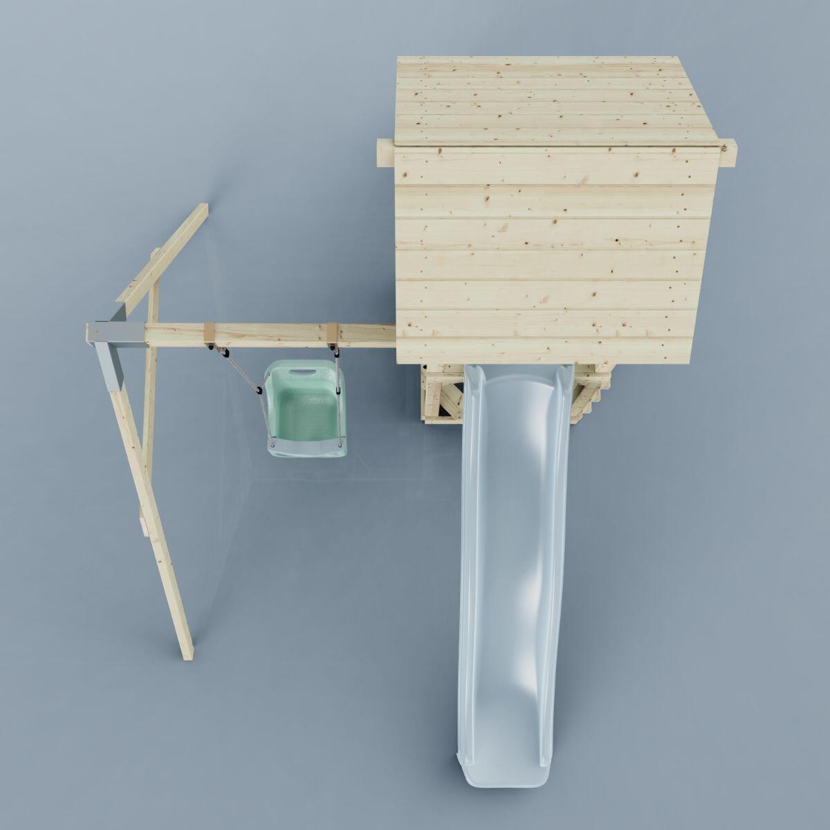 Spielturm Göteborg mit Babyschaukel in Eisblau - 357 × 202 × 273 cm 6/6