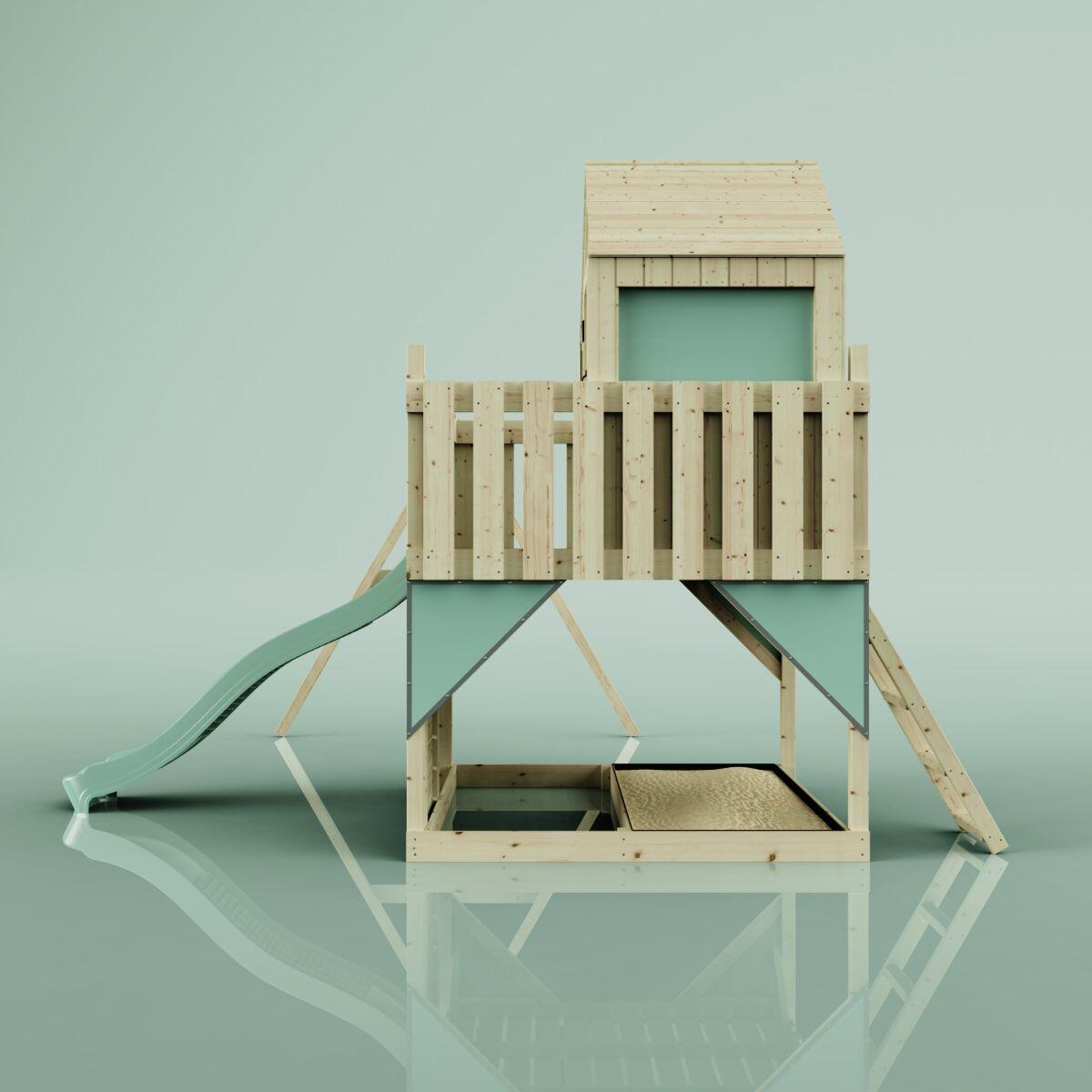 Spielturm Lasse mit Kinderschaukel in Mintgrün - 414 × 399 × 292 cm 3/6