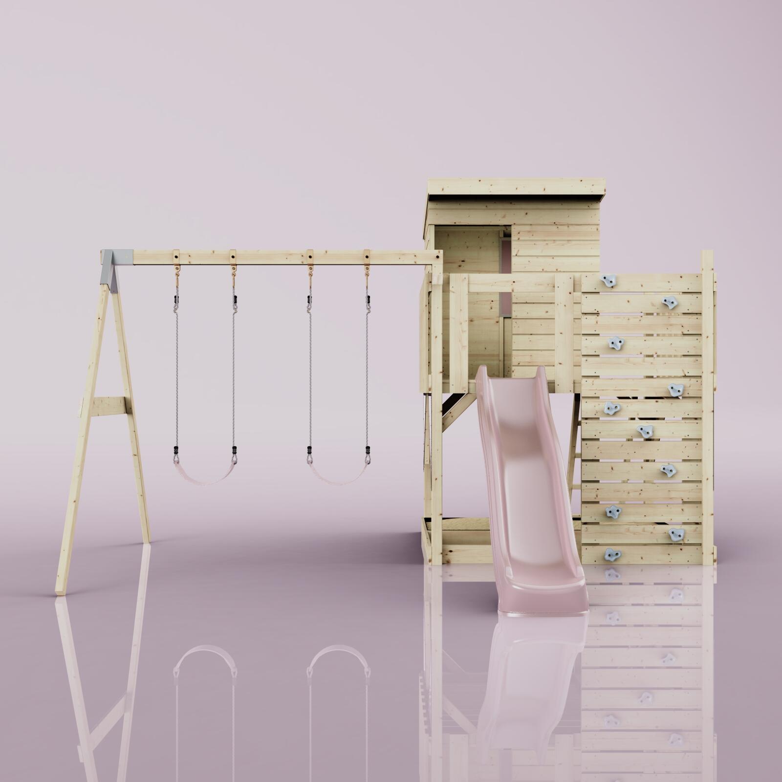 Spielturm Björn mit Kinderschaukel in Altrosa - 415 × 396 × 261 cm 2/6