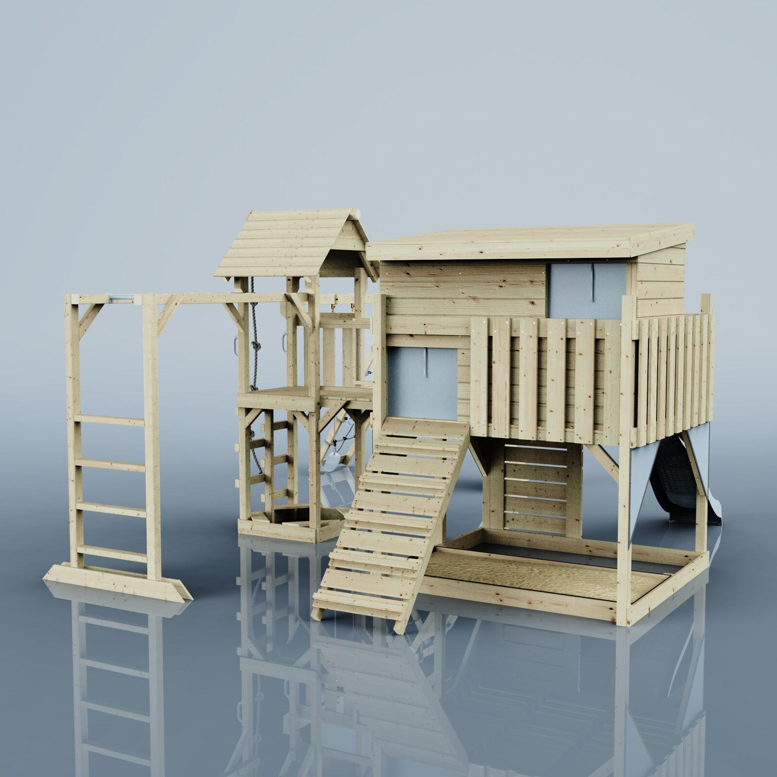 Spielturm Malin mit Trapezstange in Eisblau - 503 × 562 × 274 cm 3/5