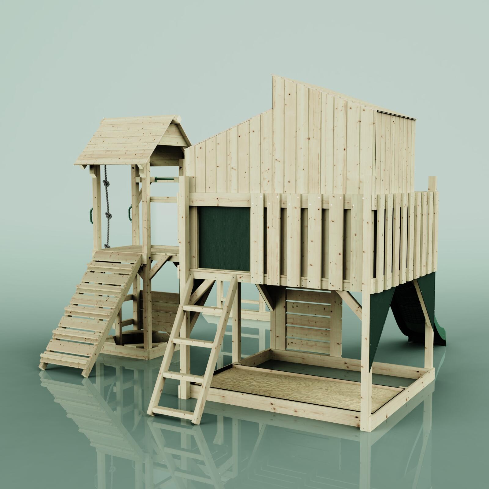 Spielturm Ludvig in Dunkelgrün - 406 × 444 × 291 cm 3/5