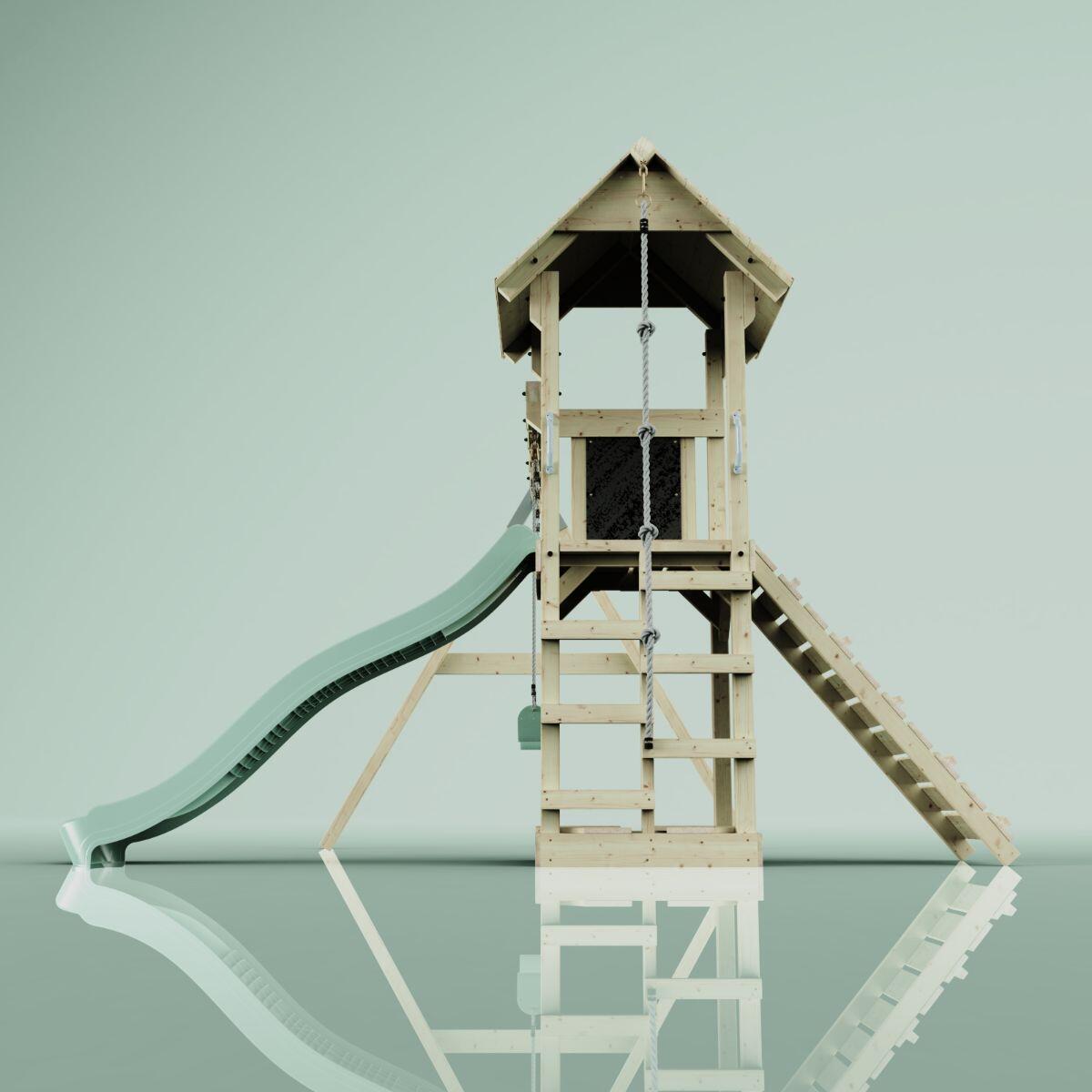 Spielturm Vimmerby mit Kinderschaukel in Mintgrün - 357 × 305 × 273 cm 3/6